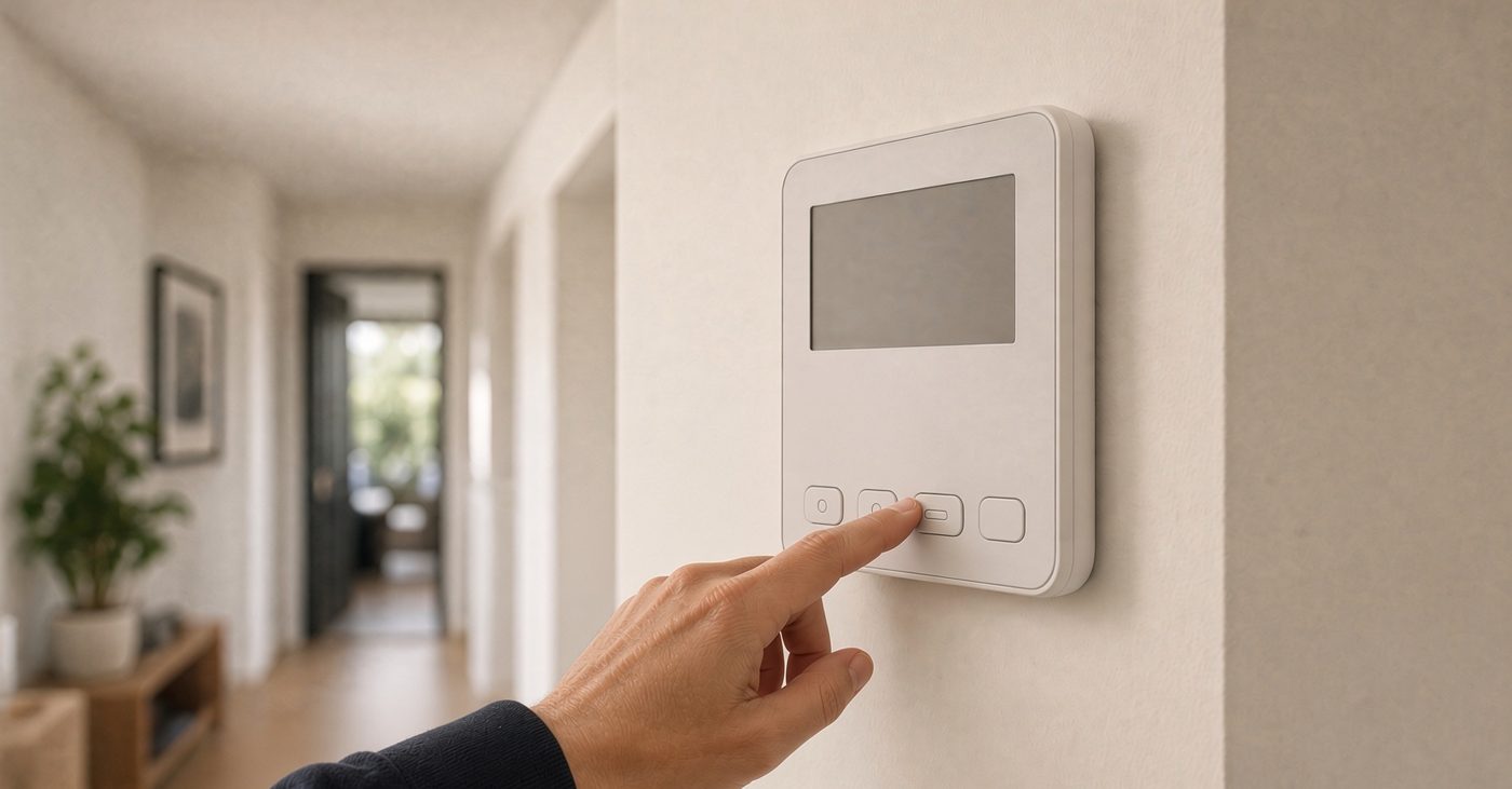Homeowner adjusting a ducted air conditioning wall controller